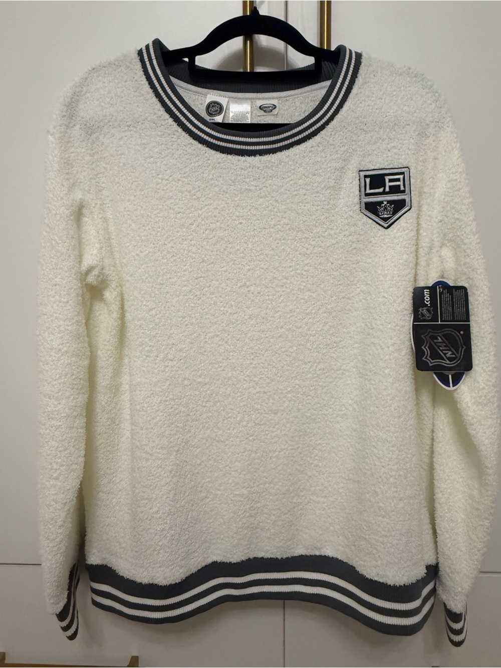 NHL LA Kings Cream Fuzzy Crewneck Sweater